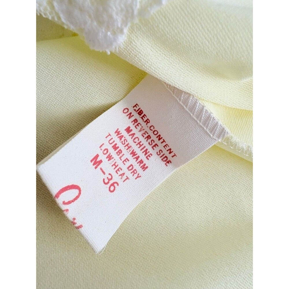 VTG Sears Pastel Yellow Nylon Mesh Lace Short Robe Size M - Picture 3 of 12